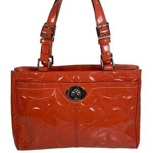 COACH Hampton Orange Patent Embossed Leather Medium Carryall F14413 Shoulder Bag